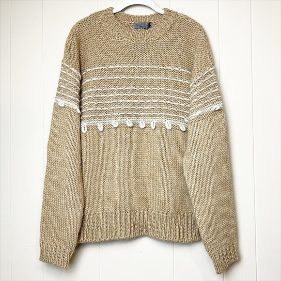 Elsamanda NWT Pullover Sweater Medium Oatmeal beige tan neutral wool alpaca - Picture 11 of 11